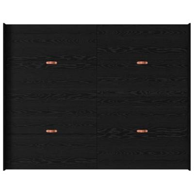 Opbergbedframe met lade Zwart eiken 140 x 190 cm Bewerkt hout