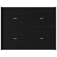 Opbergbedframe met lade Zwart eiken 140 x 190 cm Bewerkt hout - thumbnail