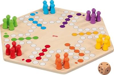 Goki houten ludo spel 6 spelers