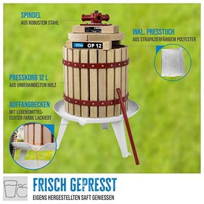 Güde fruitpers, 6, 12, 18 of 30 liter, mechanisch, met stalen spindel (OP 12 L) Güde fruitpers, 6, 12, 18 of 30 liter, mechanisch, met stalen spindel (OP 12 L)
