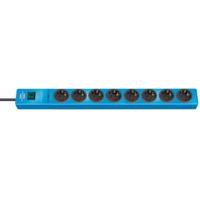 Brennenstuhl Hugo! Stekkerdoos 8-voudig met overspanningsbeveiliging (2 m kabel en schakelaar, behuizing van onbreekbaar polycarbonaat) 2 m blauw - thumbnail