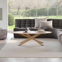 Ethnicraft Ovale Salontafel 'Mikado' Geolied Eikenhout, 143 x 67cm - thumbnail