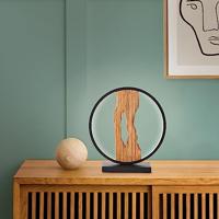 Brilliant TafellampChaumont rond zwart met hout - G94705/76 - thumbnail