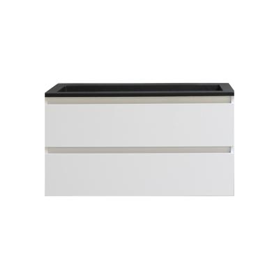 Badkamermeubel BWS Pepper Acryl Wastafel Mat Zwart Zonder Kraangat 100x55x46 cm Wit Badkamermeubel BWS Pepper Acryl Wastafel Mat Zwart Zonder Kraangat 100x55x46 cm Wit