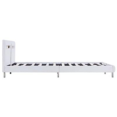 Bedframe met LED kunstleer wit 180x200 cm
