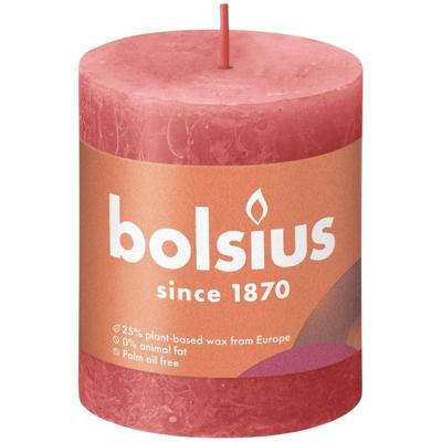 Bolsius stompkaars rustiek shine 6.8x8cm blossom pink