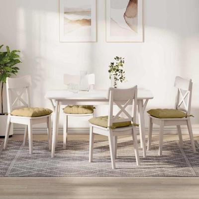 VidaXL Zitkussens 4 pcs grijs groen 40 x 40 x 6 cm katoen stof