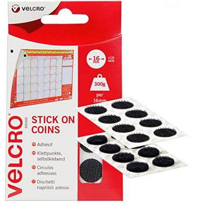VELCRO® VEL-EC60228 Klittenband punten Om vast te plakken Haak- en lusdeel (Ø) 16 mm Zwart 16 paar