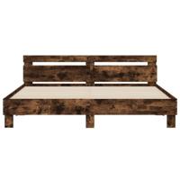 Bedframe met hoofdeinde en LED gerookt eikenkleurig 160x200 cm - thumbnail
