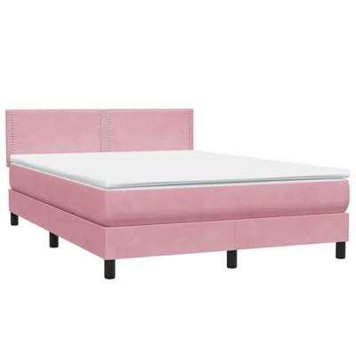 Boxspring met matras fluweel roze 160x210 cm