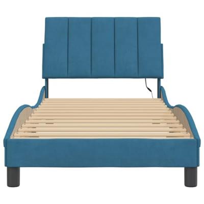Bedframe met LED-verlichting fluweel blauw 90x190 cm