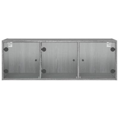 Wandkast met glazen deuren 102x37x35 cm grijs sonoma eiken