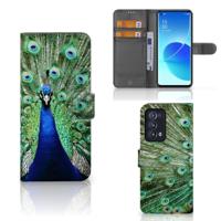 OPPO Reno 6 Pro Plus 5G | Telefoonhoesje | Met pasjeshouder | Pauw - thumbnail