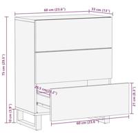 Dressoir 60x33x75 cm massief mangohout zwart - thumbnail