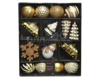 Kerstballen Set Plastic Goud Parel en Wit 25-delig - thumbnail