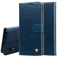 Business stijl olie Wax textuur horizontale Flip lederen case voor Xiaomi Redmi 7 met houder & kaartsleuven & portemonnee (blauw) - thumbnail