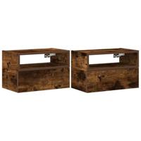 Nachtkastjes 2 st wandgemonteerd 45x26x28,5 cm gerookt eiken - thumbnail