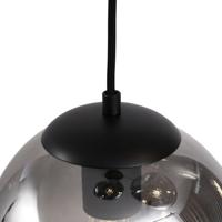 QAZQA Art deco hanglamp zwart met smoke glas 3-lichts - Douglass - thumbnail