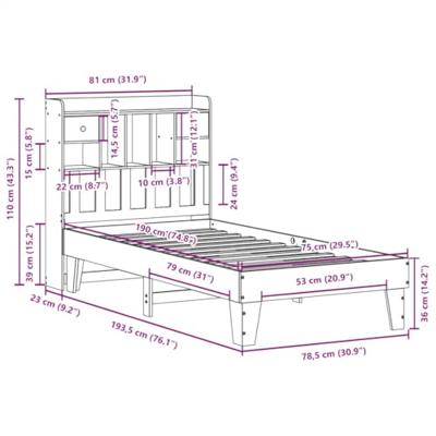 Bedframe zonder matras massief grenenhout wasbruin 75x190 cm