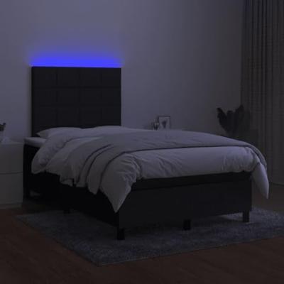 Boxspring met matras en LED stof zwart 120x190 cm