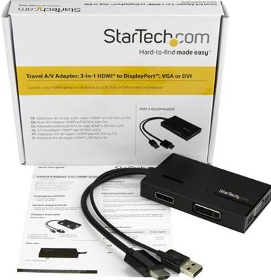 .com AV reisadapter 3-in-1 HDMI naar DisplayPort VGA of DVI - HDMI adapter - 1920 x 1200 - Videoconverter - HDMI - DVI, DisplayPort, VGA - voor PN: DKT30CSDHPD3, SV211HDUC