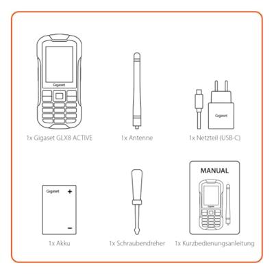 Gigaset GLX8 Active robuuste 4G-outdoor mobiele telefoon met walkietalkiefunctie stof- en waterdicht IP68 beschermingsklasse dual sim zonder abonnement 2,4 inch lcd-display, zwart/petrol