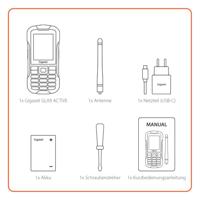 Gigaset GLX8 Active robuuste 4G-outdoor mobiele telefoon met walkietalkiefunctie stof- en waterdicht IP68 beschermingsklasse dual sim zonder abonnement 2,4 inch lcd-display, zwart/petrol - thumbnail