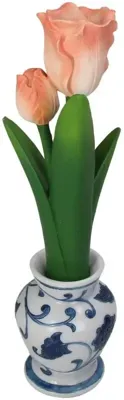 Kersten kandelaar polyresin tulp 9.5x9x31cm perzik