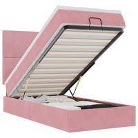 Ottoman bed met matrassen en LED's 90x200cm fluweel roze - thumbnail