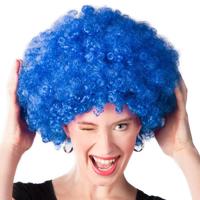 Pruik Afro Blauw - thumbnail