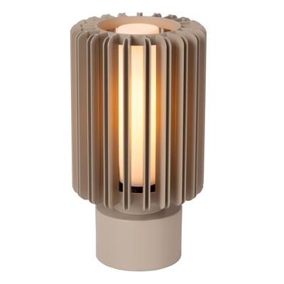 Lucide LAMBRES - Tafellamp - Ø 15 cm - 1xE27 - Taupe