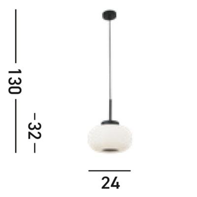 Searchlight Glazen hanglampLumina Ø 24cm - 10272-1BK