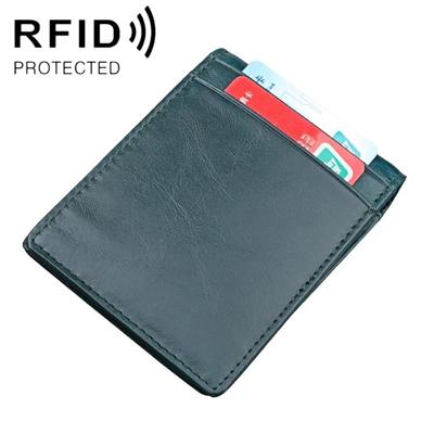 9037 Antimagnetic RFID Crazy Horse Texture Leather Wallet Billfold for Men and Women (Blue)