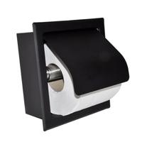 Wiesbaden Inbouw Toiletrolhouder Sunk met Klep Mat Zwart - thumbnail