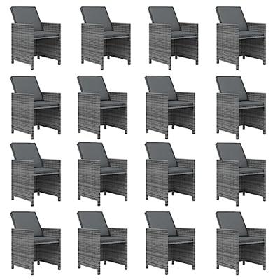 21-delige Tuinset met kussens poly rattan grijs