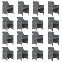 21-delige Tuinset met kussens poly rattan grijs - thumbnail