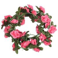 VidaXL Kerstslingers met bloemen 6 st 240 cm roodroze - thumbnail