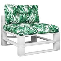 VidaXL Palletkussens 2 st stof bladpatroon - thumbnail