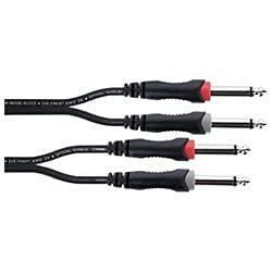 Cordial 14843 Jackplug Audio Aansluitkabel [2x Jackplug male 6,3 mm (mono) - 2x Jackplug male 6,3 mm (mono)] 1 m Zwart PVC-mantel, Tweelingkabel