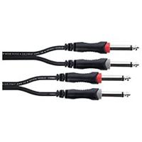 Cordial 14843 Jackplug Audio Aansluitkabel [2x Jackplug male 6,3 mm (mono) - 2x Jackplug male 6,3 mm (mono)] 1 m Zwart PVC-mantel, Tweelingkabel - thumbnail