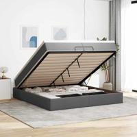 Ottoman bed met matrassen 200x200cm stof donkergrijs - thumbnail