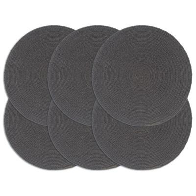 Placemats 6 st rond 38 cm katoen effen donkergrijs