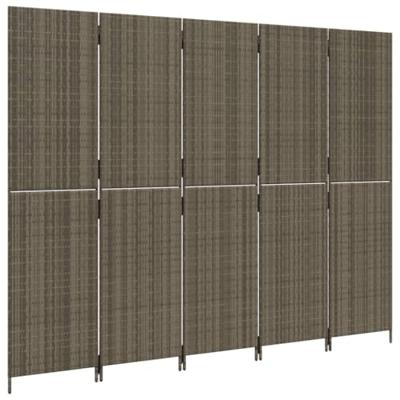 Kamerscherm 5 panelen poly rattan grijs Kamerscherm 5 panelen poly rattan grijs