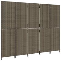 Kamerscherm 5 panelen poly rattan grijs - thumbnail