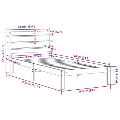Bedframe met hoofdeinde zonder matras 120x200 cm wit