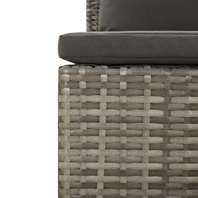 Tuinmiddenbank met kussens poly rattan grijs - thumbnail