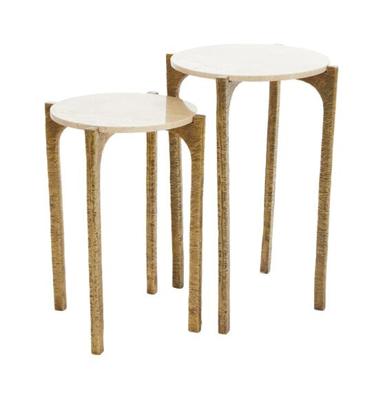 Light & Living Bijzettafel 'Kanae' Set van 2 stuks, Travertin