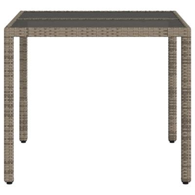 Tuintafel met glazen blad 90x90x75 cm poly rattan grijs - thumbnail
