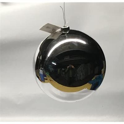 Decoris grote kerstbal plastic 25cm glans zilver - thumbnail