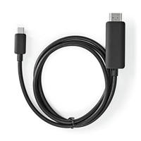 USB-Adapter | USB 3.2 Gen 1 | USB-C Male | HDMI Connector | 2.00 m | Rond | Vernikkeld | PVC | Zwart - thumbnail